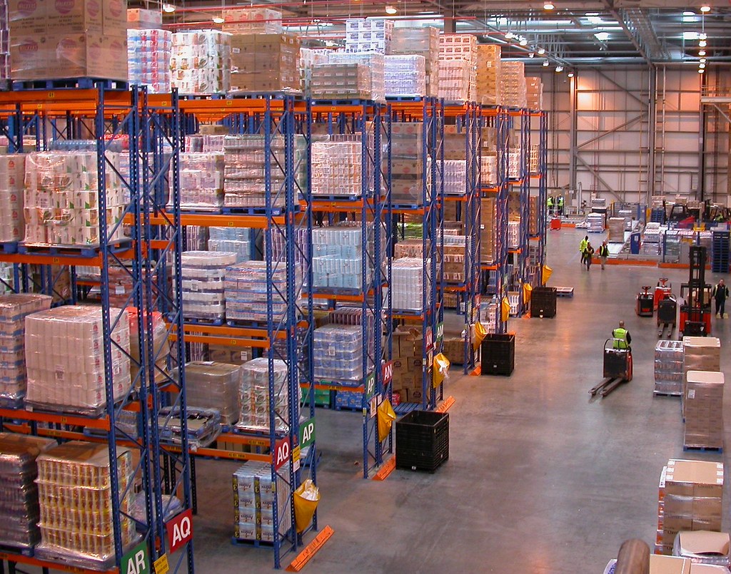 Warehouse racking with palletised stock