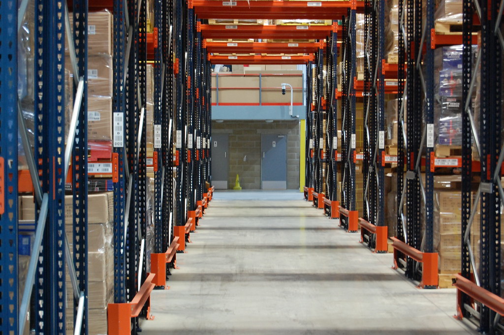 Warehouse aisle with racking